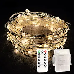10m String Lights 100 LEDs 1 13Keys Remote Controller 1pc Warm White White Multi Color Waterproof Creative Cuttable AA Batteries Powered Lightinthebox