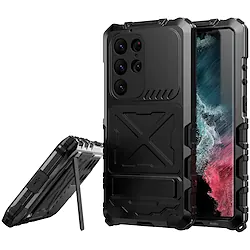 Phone Case For Samsung Galaxy Back Cover S23 Ultra Plus and Screen Protector with Stand Full Body Protective Solid Colored TPU Tempered Glass Aluminium Lightinthebox