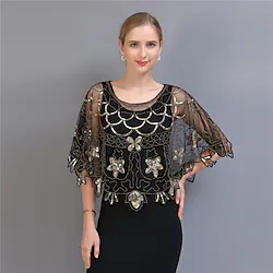 The Great Gatsby Roaring 20s 1920s The Great Gatsby Cocktail Dress Vintage Dress Party Costume Masquerade Halloween Costumes Prom Dresses Women's Sequins Costume Vintage Cosplay Party Prom Shawl Lightinthebox