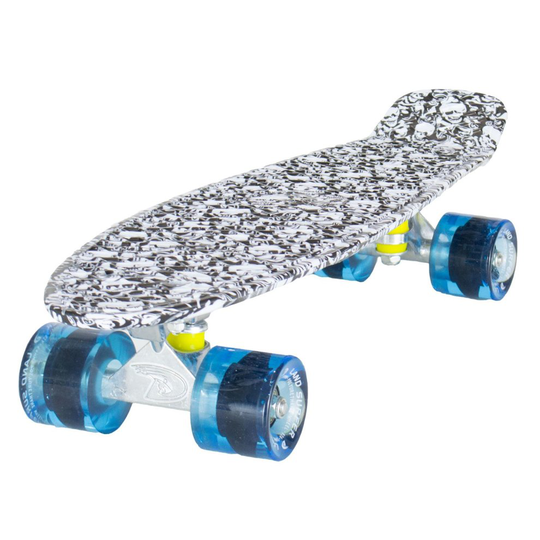 Land Surfer Cruiser Skateboard 22" SKULL BOARD CLEAR BLUE WHEELS