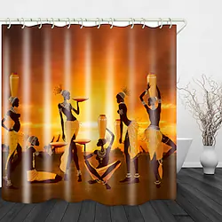 African Woman In The Sunset Shower Curtain With Hooks Suitable For Separate Wet And Dry Zone Divide Bathroom Shower Curtain Waterproof Oil-proof Modern Polyester New Design Lightinthebox