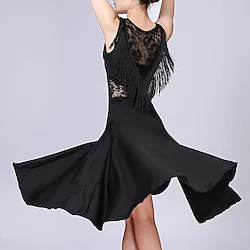 Latin Dance Dress Lace Tassel Women's Training Performance Sleeveless High Spandex Polyester Lightinthebox