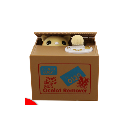 (Yellow cat) Kids Cartoon with music Bank Money Coin Saving Box Gift Stealing Eating Coin Storage