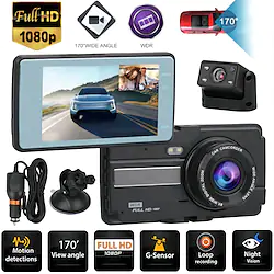 4 Dual Lens Car DVR Dash Cam Video Recorder HD 1080P Front / Inside Camera Kit Lightinthebox