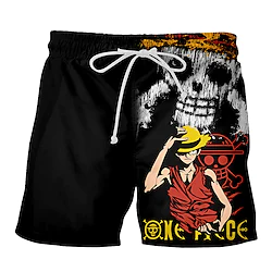 Inspired by One Piece Monkey D. Luffy Portgas D. Ace Beach Shorts Board Shorts Back To School Anime Harajuku Graphic Kawaii Shorts For Men's Women's Unisex Adults' Hot Stamping 100% Polyester Lightinthebox