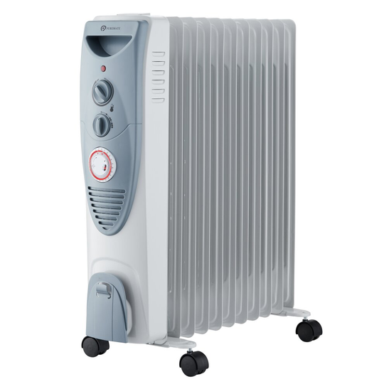 PureMate 2500W Oil Filled Radiator - 11 Fin - Portable Electric Heater