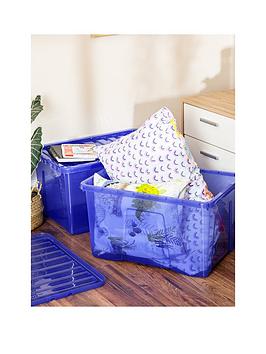 Wham Set Of 2 Blue Crystal 60-Litre Plastic Storage Boxes
