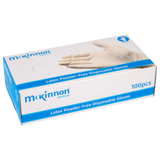 McKinnon Medical Latex Powder-Free Disposable Gloves Box 100 - Medium