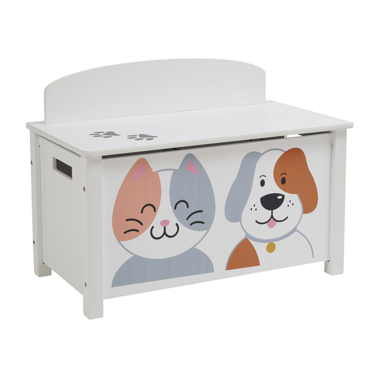 Liberty House Toys 37.5x68cm Kids Wooden Toy Box, Cat and Dog