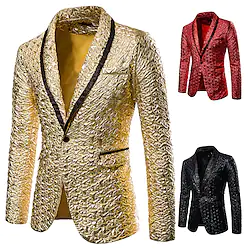 Gentleman Disco 1980s Tuxedo Suits Blazers Lapel Collar Blazer Men's Slim Fit Costume Vintage Cosplay Performance Party Club Long Sleeve Coat Halloween Lightinthebox