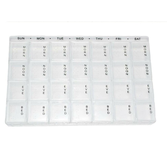 (4 Part) Pill Box 7 Days 14/28 Compartments, Extra Large Pill Box,Pill Organisers 2/4 Times A Day, Pill Box, BPA Free Travel 7 Day Pill Box.