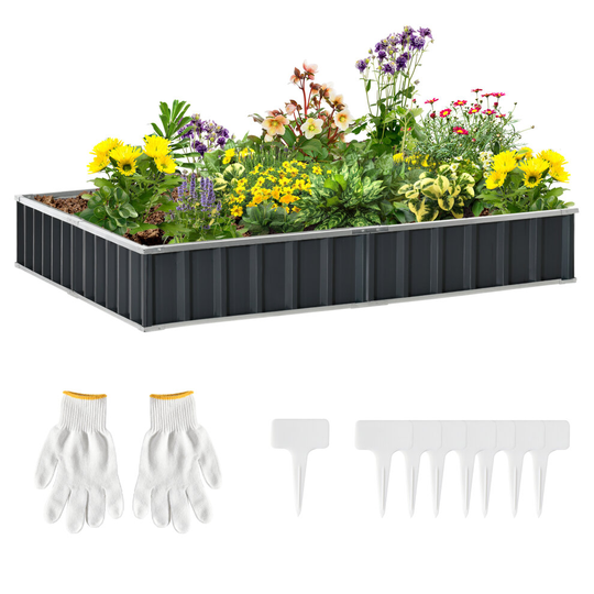 Outsunny Metal Raised Garden Bed No Bottom DIY Large Planter Box