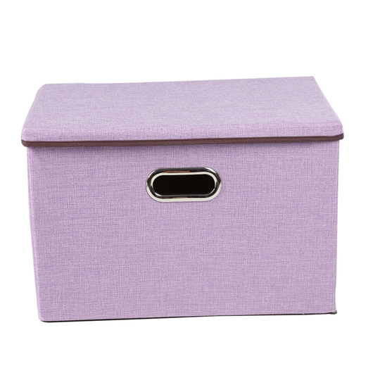 (Purple) Foldable Square Storage Box Collapsible Fabric
