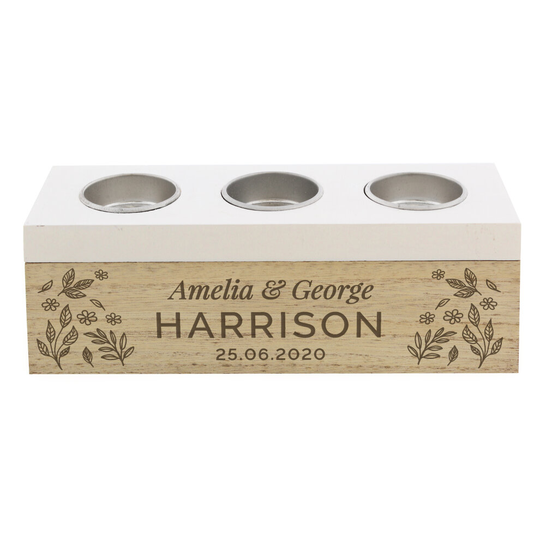 Personalised Triple Tea Light Box - Floral