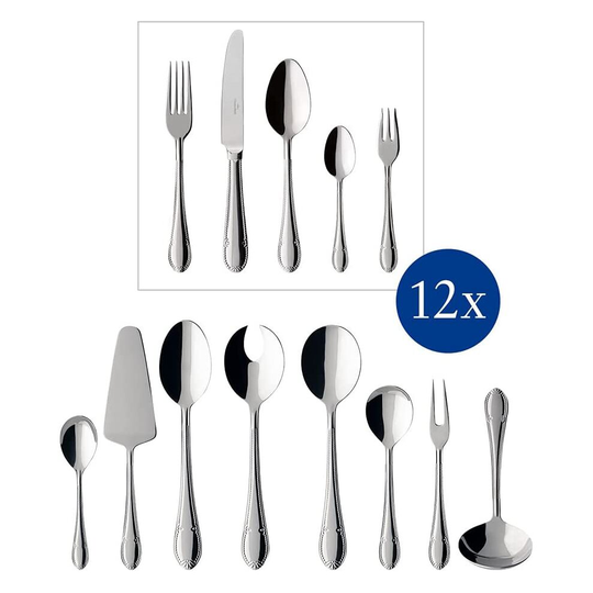 Villeroy & Boch Mademoiselle Cutlery Set, Stainless Steel, Silver, 68 Pieces Damaged box)