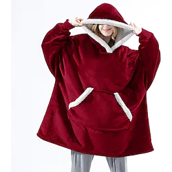 Adults' Hoodie Christmas Pajamas Oversized Hoodie Blanket Cartoon Santa Claus Solid Color Onesie Pajamas Flannel Cosplay For Men and Women Christmas Animal Sleepwear Cartoon Festival / Holiday Lightinthebox