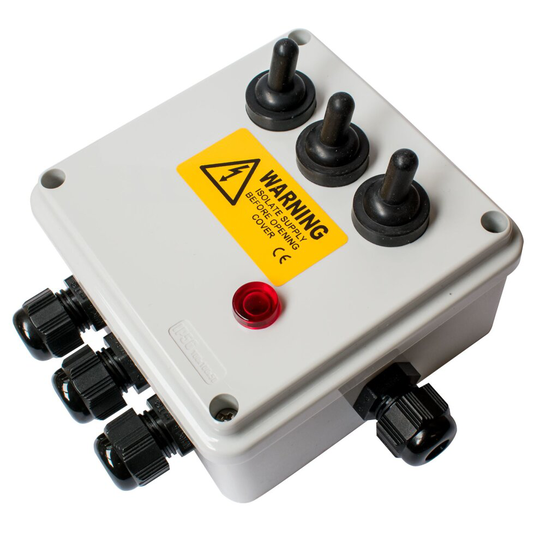 3 Way Garden Switch Box - with Neon Indicator Light
