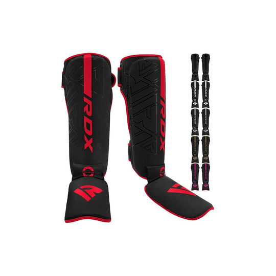 (Red, Xlarge) RDX Shin Guards for Kickboxing, Muay Thai