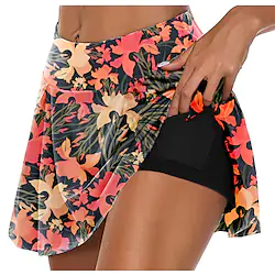 Women's Running Skirt Athletic Skorts Side Pockets 3D Print High Waist Shorts Athletic Athleisure Breathable Quick Dry Moisture Wicking Fitness Gym Workout Running Sportswear Activewear Floral Green Lightinthebox