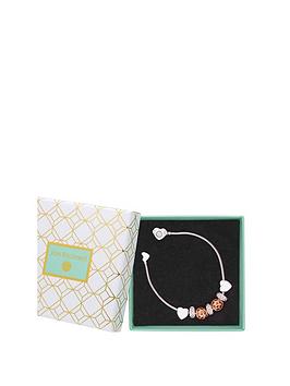 Jon Richard Bliss Two Tone Crystal Heart Charm Bracelet - Gift Boxed, Rose Gold, Women