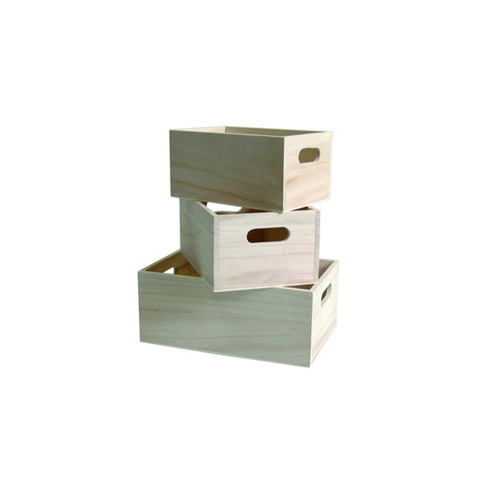 Artemio 3 Wooden Nested Boxes, Beige