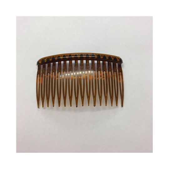 2 x Hair Side Combs 82mm With Grip Brown