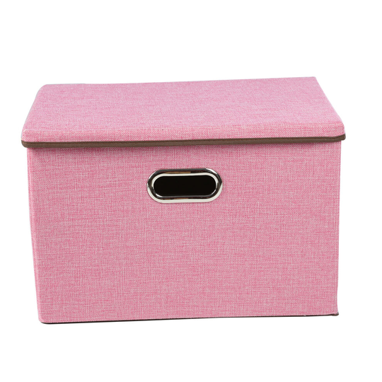 (Pink ) Foldable Square Storage Box Collapsible Fabric