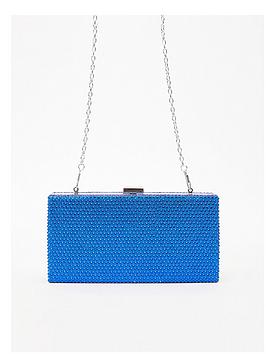 Quiz Diamante Box Bag, Blue, Women