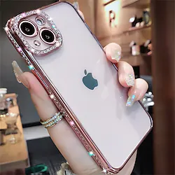 Phone Case For Apple Classic Series iPhone 14 Pro Max 14 Plus 13 12 11 Pro Max Mini SE Bumper Frame Rhinestone Full Body Protective Transparent Crystal Diamond TPU Lightinthebox