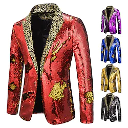 Disco Disco 1980s Spring Fall Tuxedo Suits Blazers Lapel Collar Blazer Christmas Suits Men's Adults' Sequins Costume Vintage Cosplay Party Halloween Club Long Sleeve Turndown Tuxedo Halloween Lightinthebox