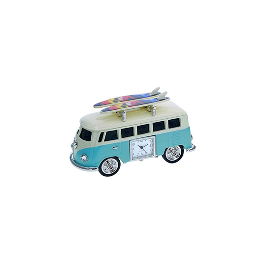 VW Surf Camper Van Miniature Novelty Clock In Light Blue And Cream - A Fantastic Gift For Any Occasion(0602)