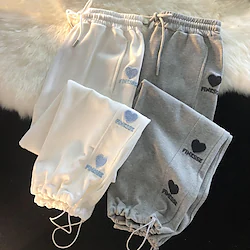 Inspired by Cute heart Embroidered Letters Jogger Pants Elastic Drawstring Design Pants For Men's Women's Unisex Adults' Hot Stamping 100% Polyester Lightinthebox