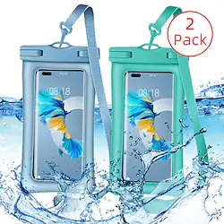 2 Pack Waterproof Phone Pouch Portable Water Resistant Floating [30m / 98ft] IPX8 Phone Case Dry Bag Mobile Rain Cover for For iPhone 13 Pro Max 12 Mini 11 Samsung Galaxy S22 Ultra Plus S21 A73 A53 Lightinthebox