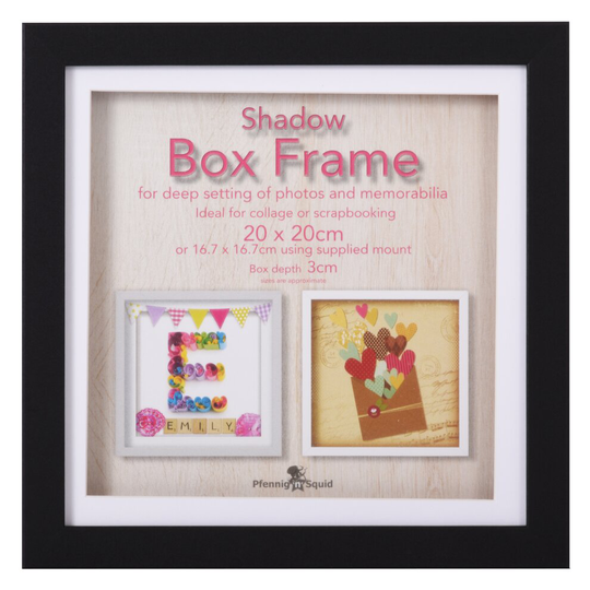 (Black, 20x20cm) Shadow Box Frame Deep 3D Display Picture Craft Frames