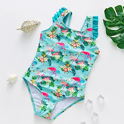 Kids Girls' One Piece Swimwear Swimming Floral Cute Print Bathing Suits 3-10 Years Spring Green Yellow Lightinthebox
