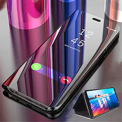 Phone Case For Samsung Galaxy A23 S22 Ultra Plus S21 S20 FE A72 A52 A42 A32 Note 20 Full Body Case Leather with Stand Plating Mirror Solid Colored PU Leather Lightinthebox
