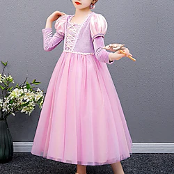 Rapunzel Fairytale Princess Sofia Flower Girl Dress Theme Party Costume Tulle Dresses Girls' Movie Cosplay Cosplay Halloween Rosy Pink Dress Halloween Carnival Masquerade Polyester Lightinthebox