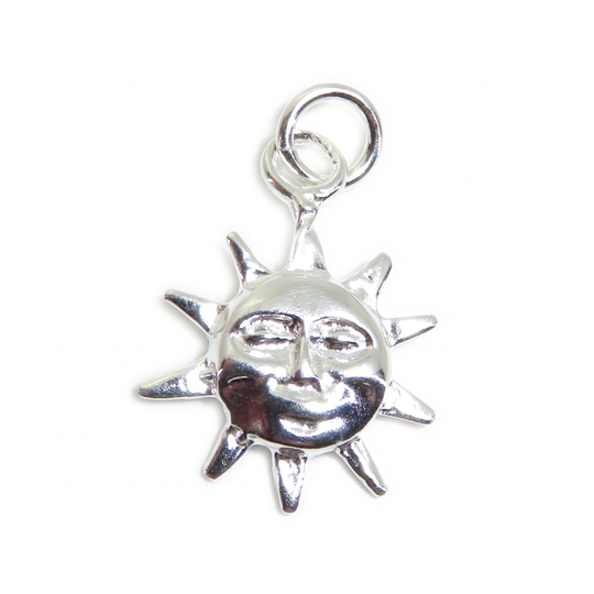 Sun Face sterling silver charm .925 x 1 Holiday Weather Warm Sunny Faces charms