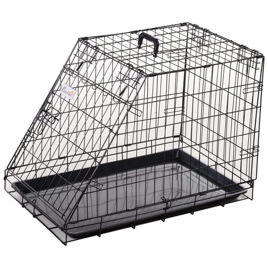 PawHut Trapeze Collapsible Dog Pet Travel Box Cage Removable Tray