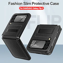 Phone Case For Samsung Galaxy Full Body Case Z Flip 3 Dustproof Shockproof Solid Colored TPU PC PU Leather Lightinthebox