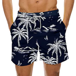 Men's Swim Shorts Swim Trunks Bermuda shorts Board Shorts Beach Shorts Drawstring Elastic Waist Elastic Drawstring Design Coconut Tree Print Graphic Prints Breathable Quick Dry Short Holiday Beach Lightinthebox