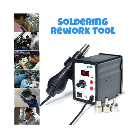 858D 220V SMD Soldering Desoldering Iron Station Hot Air Rework Gun Tool