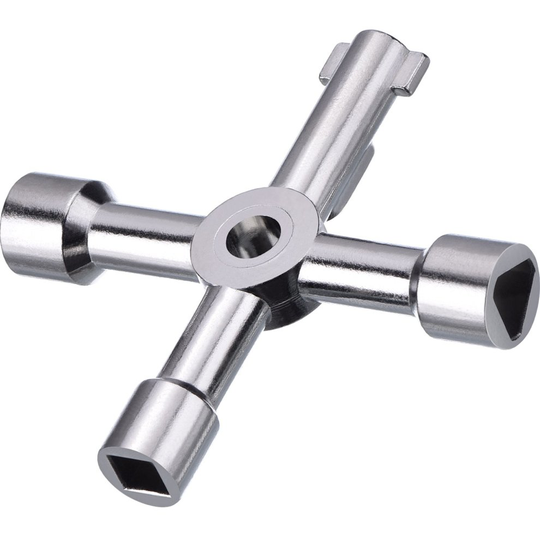 Radiator Key Radiator Bleed 4-Way Multi-Functional Utilities Key for Electric Water Gas Meter Box Cupboard Cabinet Opening Key (Silver)