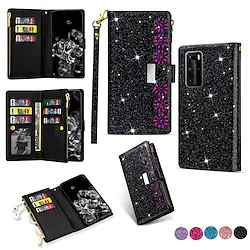 Glitter Bling PU Leather Phone Case For Huawei P40 Pro P40 lite P30 Pro P30 Lite P20 Pro Mate 20 lite P Smart Y7 Y6 Kickstand Shockproof Multiple Cards Slots Zipper Wallet Full Body Protective Cover Lightinthebox
