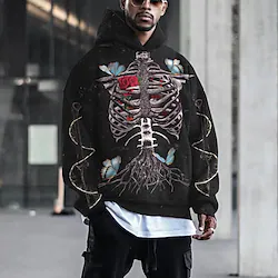 Inspired by Punk Gothic Skeleton / Skull Hoodie Skull Front Pocket Graphic Hoodie For Men's Women's Unisex Adults' 3D Print 100% Polyester Casual Daily Lightinthebox