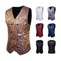 Plague Doctor Vintage Gothic Punk Gothic Victorian Steampunk Royal Style 17th Century Masquerade Vest Waistcoat Outerwear Men's Adults' Jacquard Costume Vintage Cosplay Event / Party Sleeveless Vest Lightinthebox