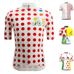 21Grams Men's Cycling Jersey Short Sleeve Bike Jersey Top with 3 Rear Pockets Mountain Bike MTB Road Bike Cycling Breathable Quick Dry Moisture Wicking Reflective Strips Black Yellow Red Polka Dot Lightinthebox