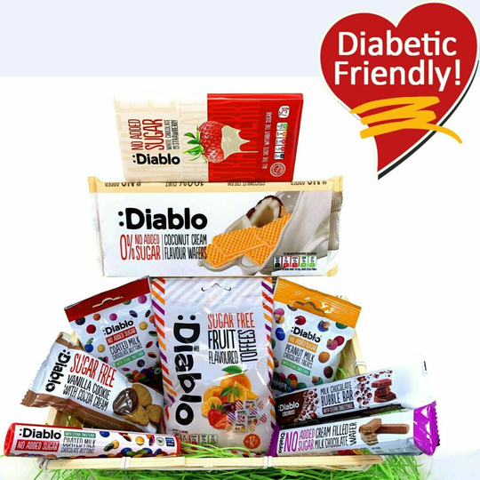 Diablo Diabetic Sugar Free Gift Hamper Box Sweets Chocolate Bar Set
