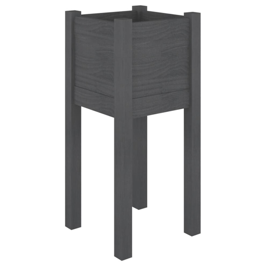 (grey, 1) vidaXL 2x Solid Pinewood Garden Planters Black Patio Raised Bed Flower Box Pot