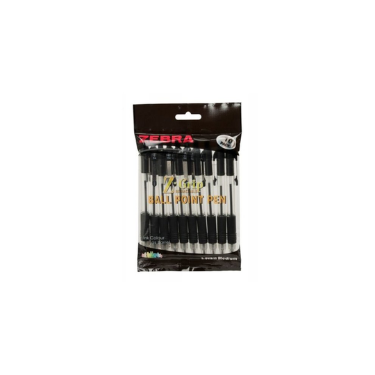 Zebra "Z-Grip" Ballpoint Pens Retractable Click Pens- Black - Pack of 10